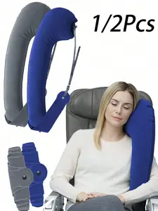 Foldable Travel Pillow, Lightweight Portable Neck Support, Ideal for Car Plane Sea Travel, Arm Strap Included, Perfect Sleep System