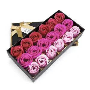 Bath Soap Rose Flower - Floral Scented Rose Petals for Bath, Petals Body Soap in Gift Box for Valentine's Day, Anniversary, Birthday, Mothers Day Gifts for Her (18 Pcs/Box Gradient Pink)