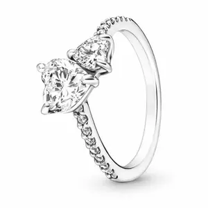 Sparkling Double Heart Ring