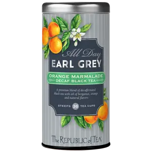 The Republic of Tea – All Day Earl Grey Orange Marmalade Decaf Black Tea, Naturally decaffeinated, 36 Tea Bags