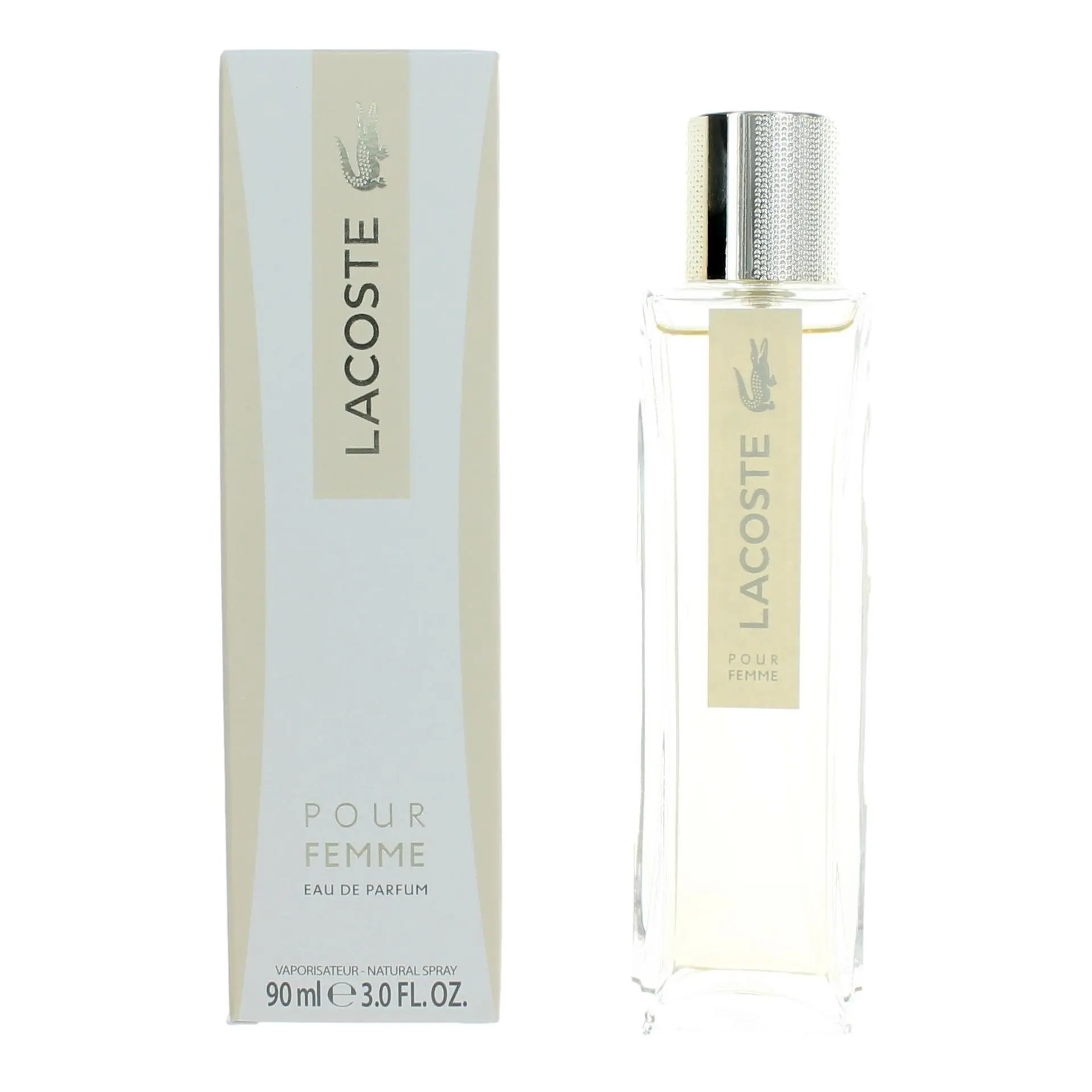 LACOSTE Pour Femme Eau de Parfum, Spicy Wood & Vanilla Women's Perfume with Juniper Berry and Grapefruit, 3 oz Spray Bottle, Edp