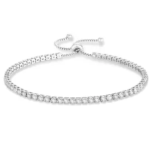 KRKC Adjustable Tennis Bracelet for Women, 2/3/4/5mm, 316L Stainless Steel, Stackable, Clean Girl Style, Silver Tone or Gold Tone, Sparkle Look, Birthday Gift For GirlFriend, Mom, Dad To Daughter Gift fathersdaygift