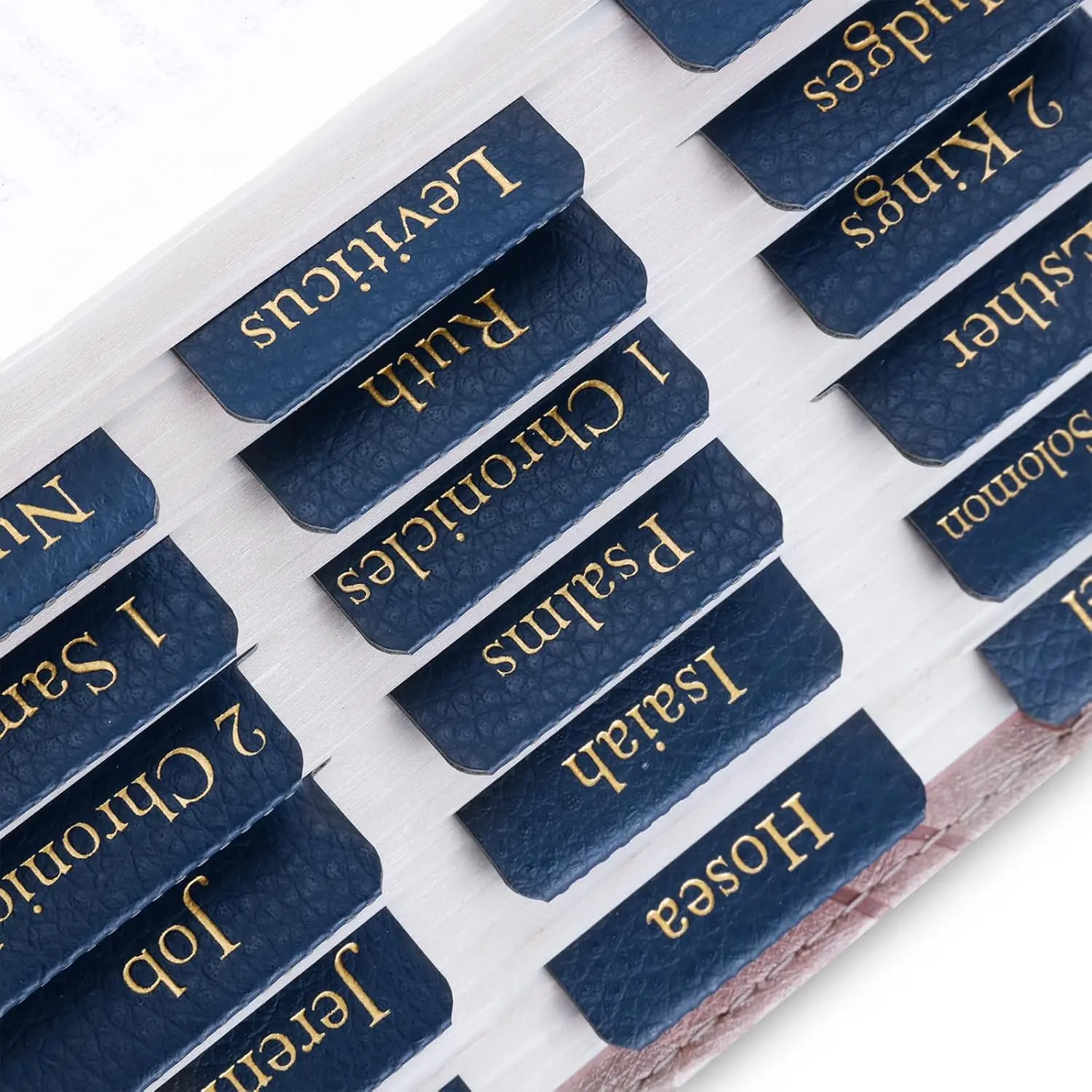 Leather  Tabs, Blue  Tabs for Men Women,   Book Tabs, 66  Tabs for Old and  Testament, Additional 9 Tabs (Navy Blue)