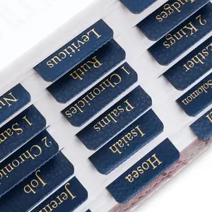 Leather  Tabs, Blue  Tabs for Men Women,   Book Tabs, 66  Tabs for Old and  Testament, Additional 9 Tabs (Navy Blue)