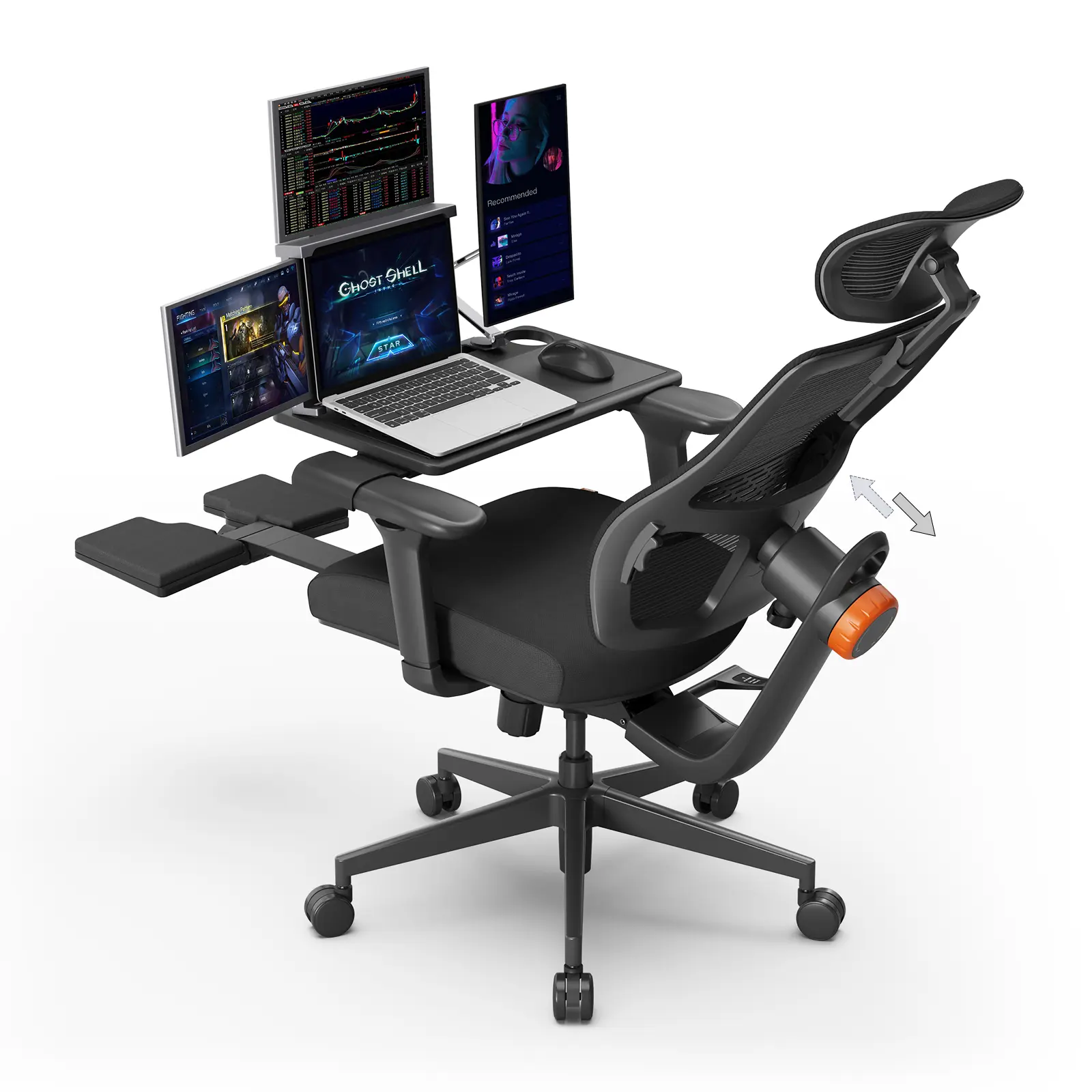 Newtral Ergonomic Chair & Desk Panel Combo: Adjustable Lumbar Support, 4D Armrests, Portable Tray for Home Office/Bed Work (Desk Panel Compatible Only with NEWTRAL Chairs), Ergonomic Computer Chair, Desk Chair
