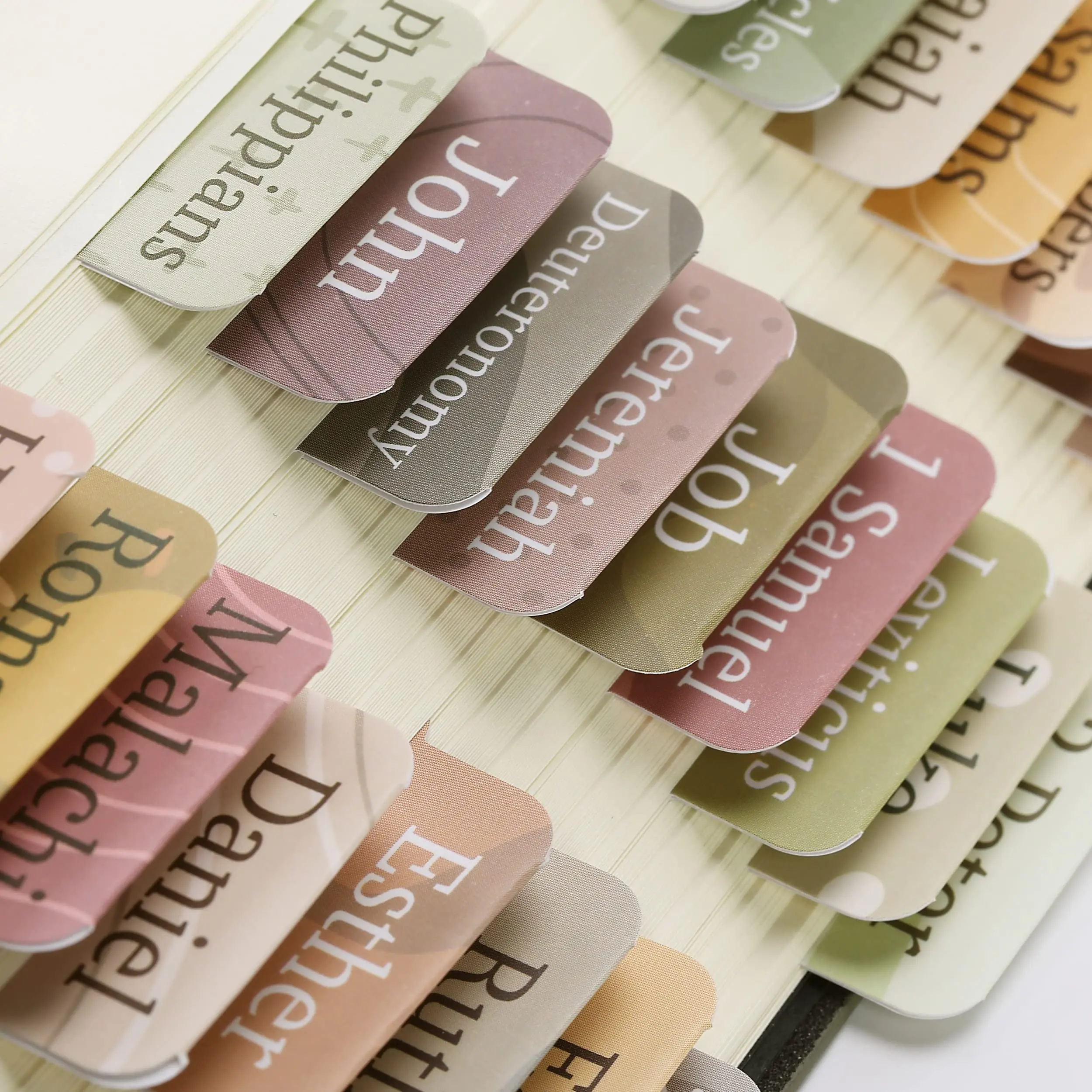 Mr Pen Laminated Bible Tabs, Earthy Color 75-Count Index Divider Labels for New Testament & Old Testament Study Bibles, Convenient Reading & Studying Bookmarks for Adults