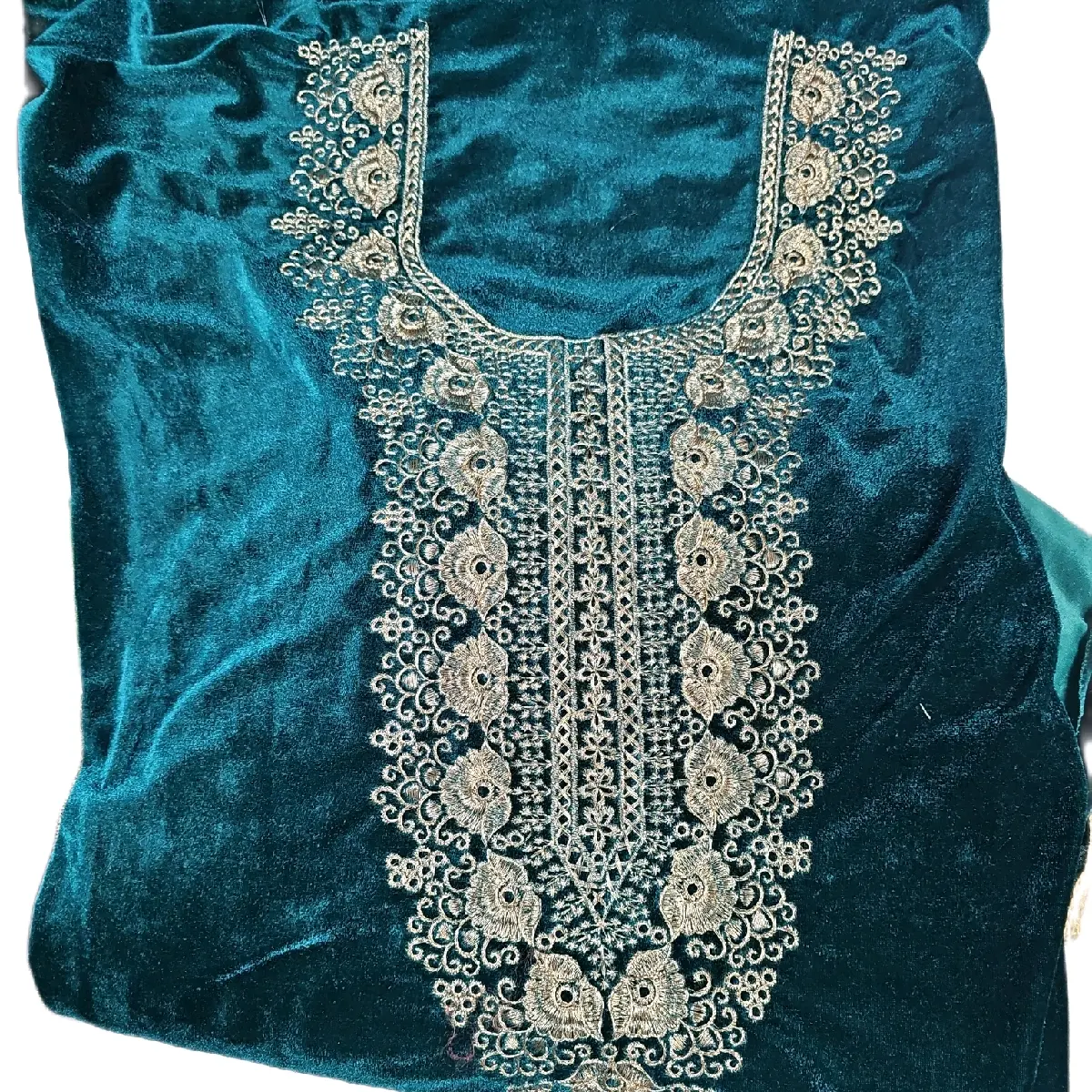 Green Velvet Punjabi Suit for Women - Fashionable Overalls - Womenswear