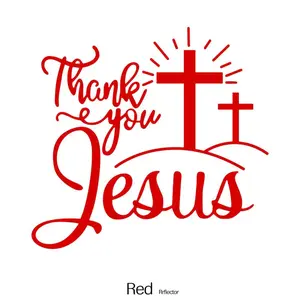 God Car Sticker Thank You Jesus White Waterproof Reflective Jesus Decal Faith-Inspired Car Accessory for Unique Style Red Reflector