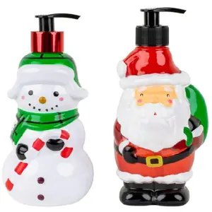 Simple Pleasures Holiday Soap Dispensers – Snowman & Santa Set of 2 with Scented Liquid Soap - Decorative Refillable Hand Christmas Soap Dispensers for Kitchen and Bathroom