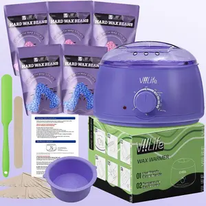 Hard Wax Kit, 1 Set Hair Removal Waxing Kit with Wax Melt Warmer & Waxing Beads, Wax Warmer Machine, Professional At Home Wax Pot for Face/ Brazilian/ Full Body/ Bikini/ Sensitive Skin