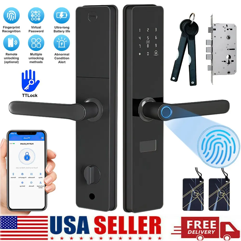 【FathersDayGift】Upgraded Door Lock Biometric Fingerprint Bluetooth Password Keyless Keypad Entry Applicable door thickness 60mm
