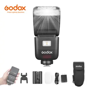 Godox V480-N TTL Camera Speedlight Flash with GN50, 1/8000 HSS, 650 Full Power Flashes, 1.7s Recycle Time, 2.4G Wireless, Built-in Modeling Light, 7.2V/2200mAh Li-ion Battery, Touchscreen, Camera Stand & Charging Cable Accessories