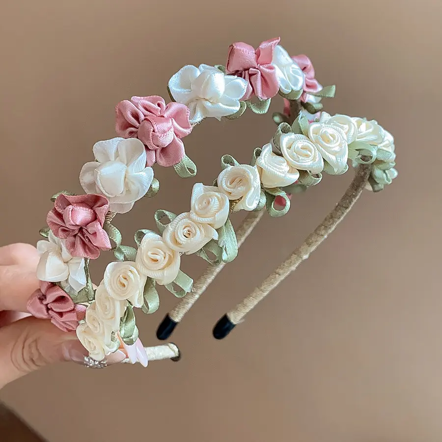Female Satin 3D Rose Floral Headbands, Handmade Fabric Flower Hair Hoops, Glamorous Romantic Elegant Hair Accessories for Wedding, Evening, Everyday Soft Outfits, Luxury, Headbands For Women, Fairy Chic, Handmade Detail, Soft Hoop, Daily, Minimalist