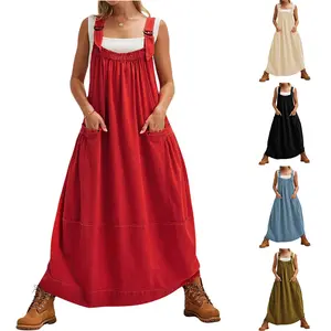 Naeduo Women's Jumpsuit Summer Trending Dress  Mid-Length Aesthetic Outfit with Pockets  Adjustable Straps & Oversized Fit  Comfortable Loungewear