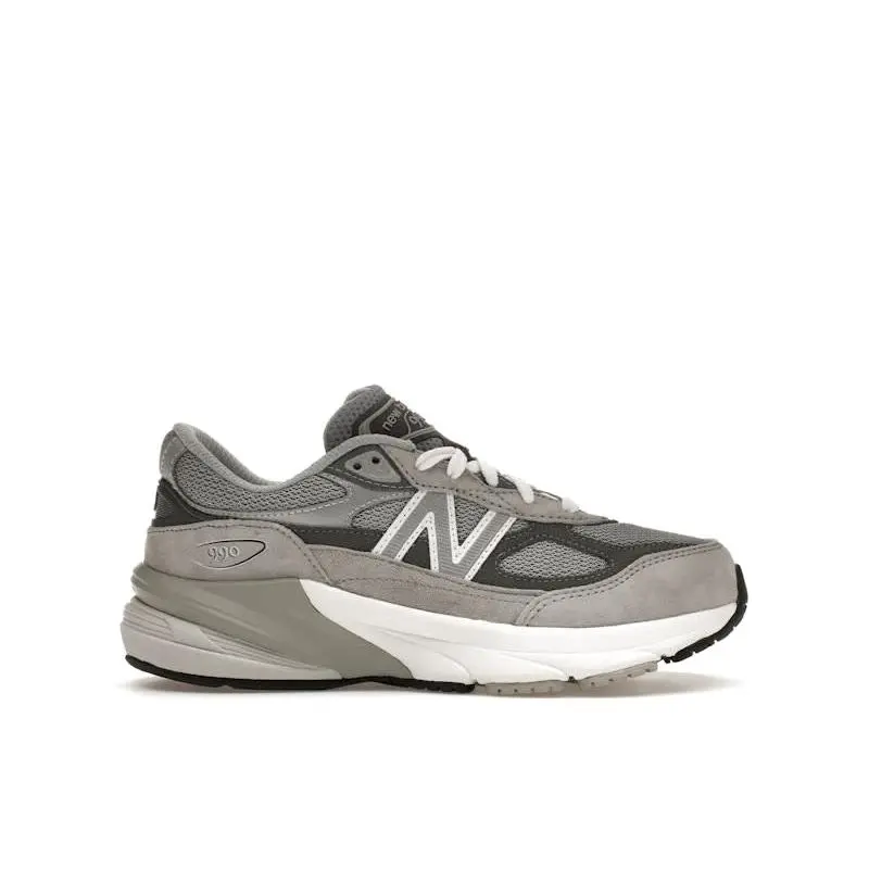 New Balance 990v6 Grey (GS) Grade School Sneakers – Premium Lifestyle Running Shoes with Mesh & Suede Upper, ENCAP Midsole Cushioning, ABZORB Technology, Durable Rubber Outsole, and Classic New Balance Design for Kids' Everyday Comfort and Style