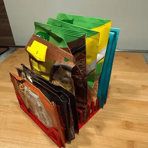 Space Saving Food Packet Organizer Portable Countertop Storage Caddy Kitchen Organizers for Instant Noodles Seasoning Packets Sugar Salt Tea Bags Compact Kitchen Pantry Cabinet Holder Practical Home Storage Accessory for Neat Countertops and Cupboards