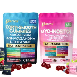 Soothe & Smooth Gummies (Mixed Berry Flavored) - Parrox Cortisol and Myo-Inositol All-in-One Supplement - Multivitamin Combo with Extra Strength Ingredients - MADE IN USA