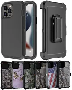 Rugged Defender Case For Apple iPhone 12 / 12 MINI / 12 Pro / 12 Pro Max / Shockproof Heavyduty Protection cover With Belt Clip Phonecase Protector  Protective Casing