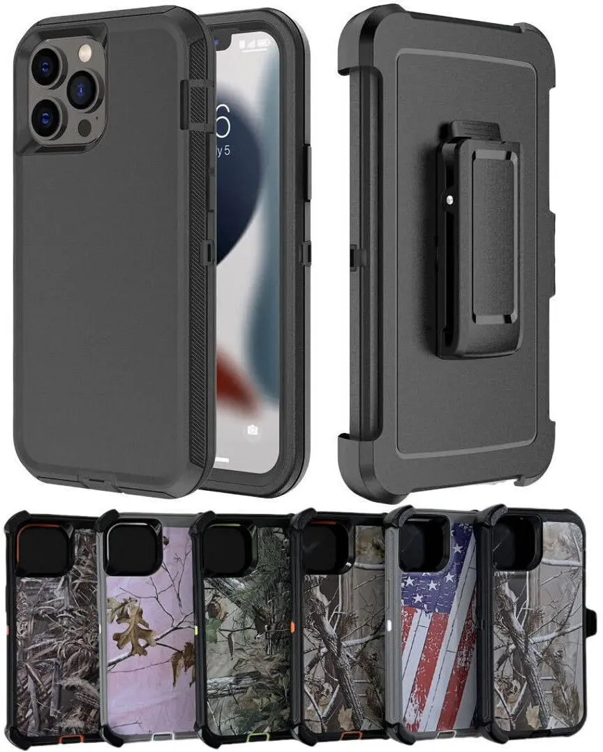 Rugged Defender Case For Apple iPhone 12 / 12 Pro / 12 Pro Max / Shockproof Heavyduty Protection cover With Belt Clip Phonecase Protector  Protective Casing