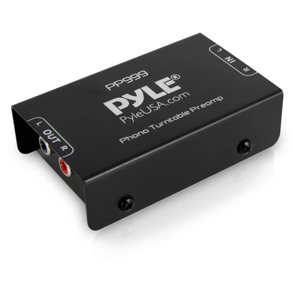 Mini Phono Turntable Preamp Receiver - Low Noise Line-Level Electronic Signal Amplifier, RCA Wired Input/Output, Engineered Metal Alloy Housing, 120V Plug-in Power Adapter, 8.8 oz Compact Audio Stereo for Stage, Musicians, Recording, Power Adaptor