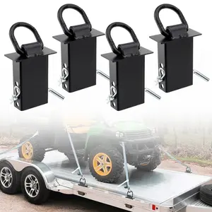 16200lbs Trailer Stake Pocket D Ring Tie Downs Pack of 4 for Flatbed Trucks Trailers 1/2" Hitch Pin Standard 2" x 4" Pockets Flexible Removable Heavy Duty Steel Vehicle