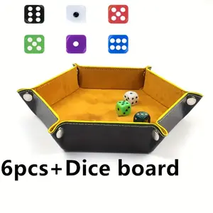 6pcs Dice and Dice Tray Set Hexagonal Dice Tra