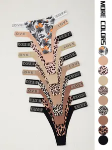 10 Pack Sexy Leopard Print Thong Panties for Women, Breathable Soft Comfortable Smooth Seamless Underwear Set, All Seasons Fitted Design Lingerie, Lady