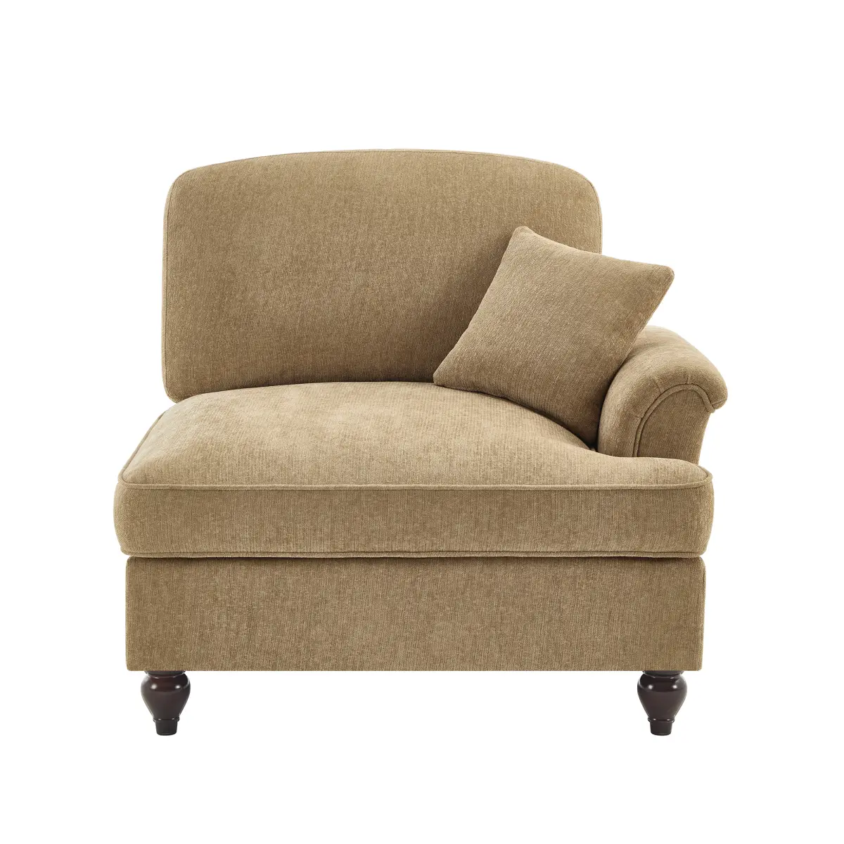 Chenille Sofa with Flared Armrests, Foam Cushioning, Detachable Ruffles Pleats Skirts - Light Coffee, Buy 1 Sofa Get 2 Styles, Ideal for Living Rooms, Includes 1 Pillow, Comfy Couch, Midcentury Modern, Curved Arms, Detachable Skirts