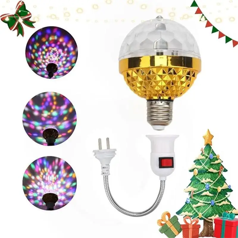 Colorful Rotating Magic Ball Lamp Spinning LED Strobe Lamp Bulb Home Christmas Festival Atmosphere Lights