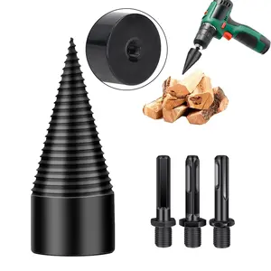 Firewood Log Splitter Drill Bit Set – Heavy-Duty Carbon Steel Wood Splitting Cone with Round/Hex/Square Shank – Safe, Efficient, and Easy to Use for Fireplace, Camping, Home Heating, and Outdoor Wood Cutting