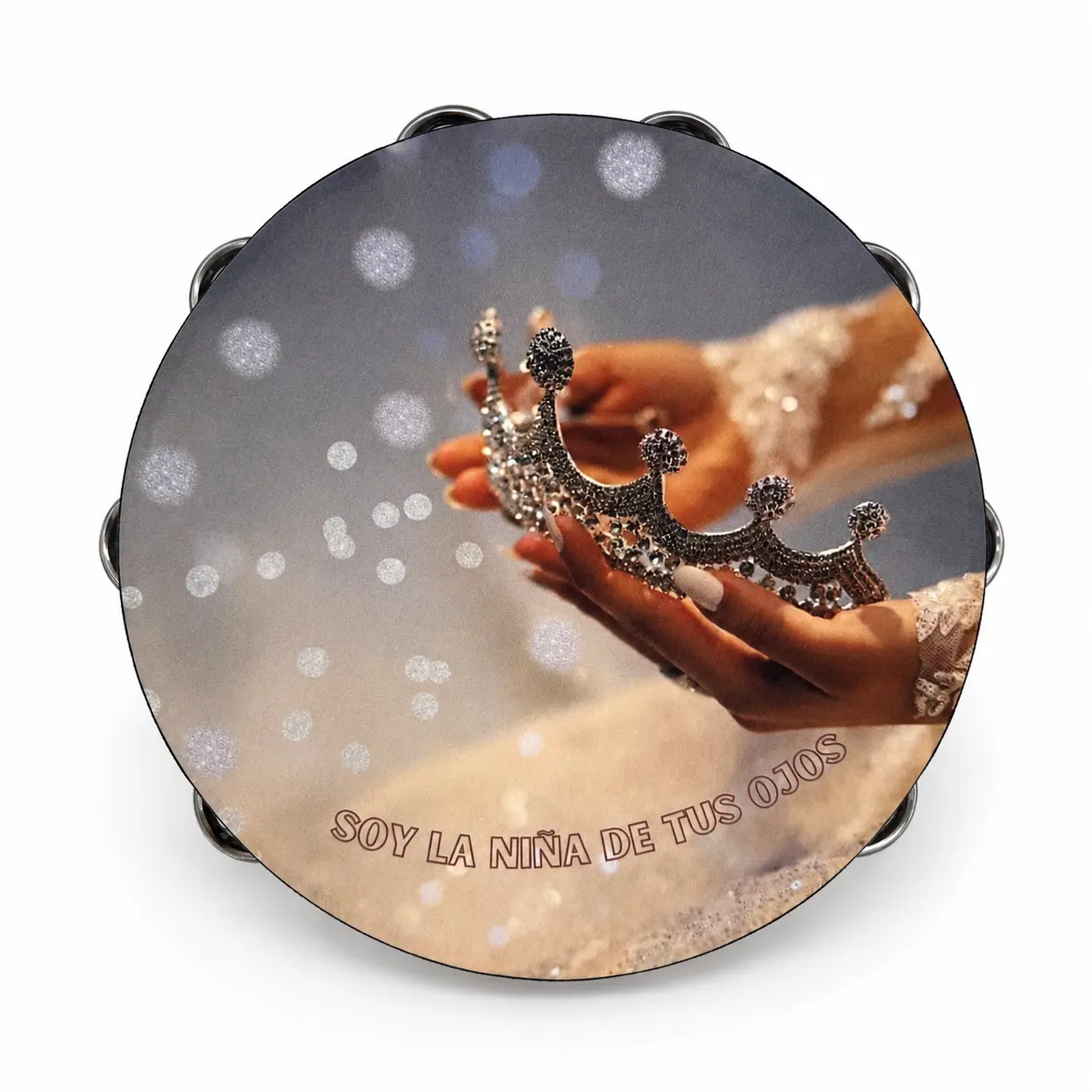 Crown Tambourine Synthetic Leather with Non-Slip Grip & Metal Cymbals for Pleasant Sounds