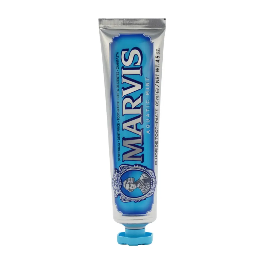 Marvis Aquatic Cool Mint Fluoride Toothpaste, 100g Natural Gel Oral Care, 24-Month Shelf Life, Daily Gentle Cavity Guard That Prevents Cavities, Single Item