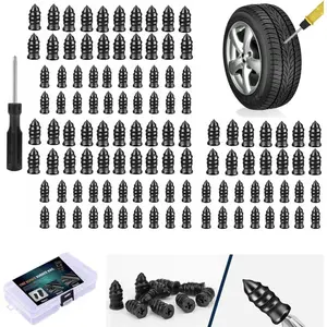 60PCS Tire Repair Rubber Nail, Vacuum Tire Repair Kits Spiral Rubber Nails, Tire Screw Plug Fast Tool Self Service Tire Repair Nail for car, Motorcycle, Truck, Tractor Tire Puncture Repair