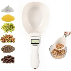 Digital Measuring Spoon Scale with LCD Display — Electronic Food Scoop Scale for Baking, Cooking & Pet Food, Smart Handheld Kitchen Measuring Cup, Measuring Cup Included