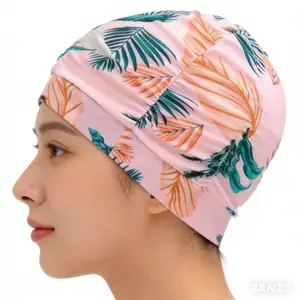 Unisex High Elasticity Swimming Swim Cap, Floral Print Design, Breathable Polyester Fiber, Anti-Allergy, Adjustable One Size Fits All