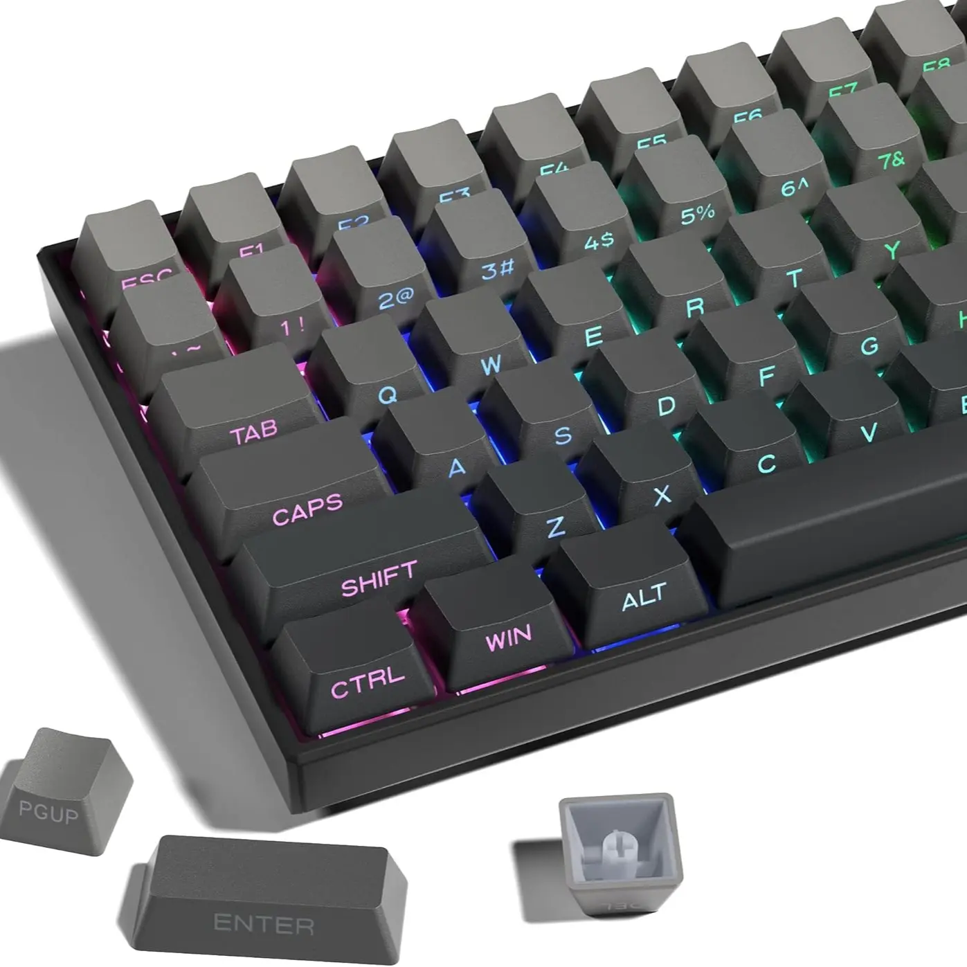 Pbt Keyboard Keycaps Side Printed, 60-100% Compatible, Double Shot Shine Through Design, Oem Profile, Gradient, 133-Key Set, Ideal for Cherry Gateron Mx Switches