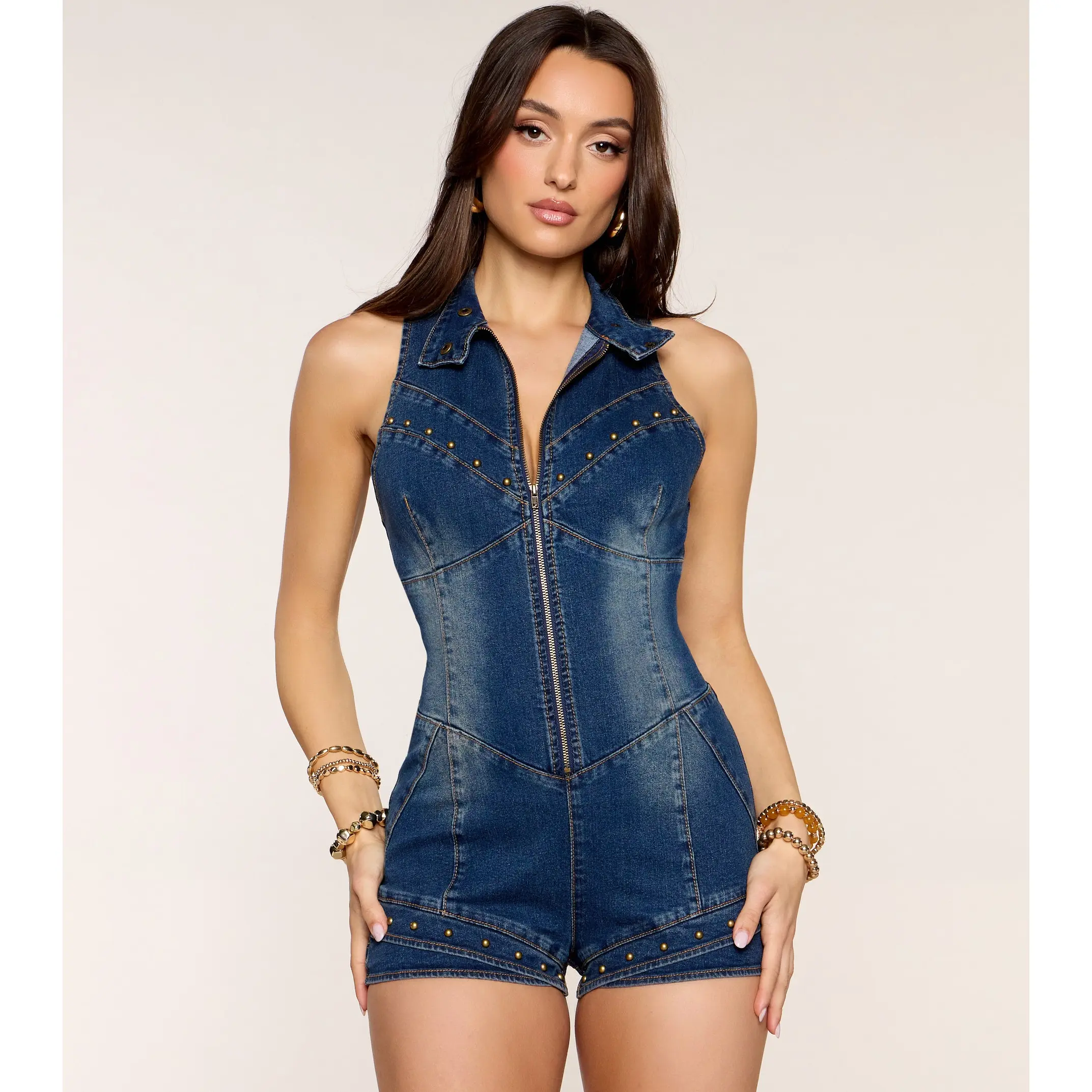 Weekend Headliner Denim Romper