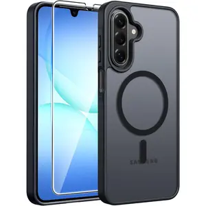 Samsung Galaxy A17/A16 5G Case with Screen Protector, MagSafe Compatible Matte Translucent Military Grade Shockproof Phone Cover for Samsung A17 & A16 4G/5G Protective Slim Durable Case Black