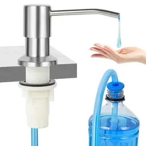 Soap Dispenser for Kitchen Sink Brushed Nickel Stainless Steel Countertop Dish Soap Dispenser Pump with 47'' Extension Tube Kit
