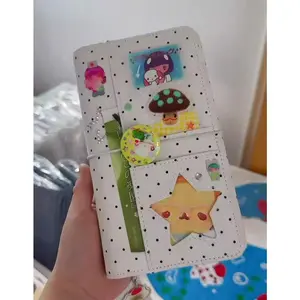A6  Retro White Polka Dots With 45 Sheets Inner Page DIY PU Clip-on Notebook Loose Leaf Notebook