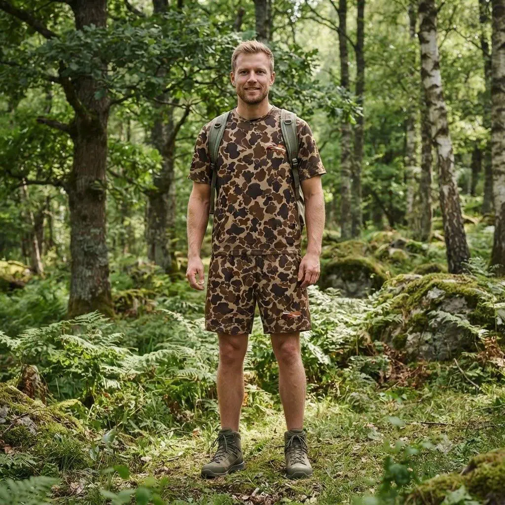 SITKA Men's Duck Camo Hunting T-Shirt & Shorts Set – Lightweight Quick Dry Camouflage Outdoor Performance Outfit for Hunting, Fishing & Hiking