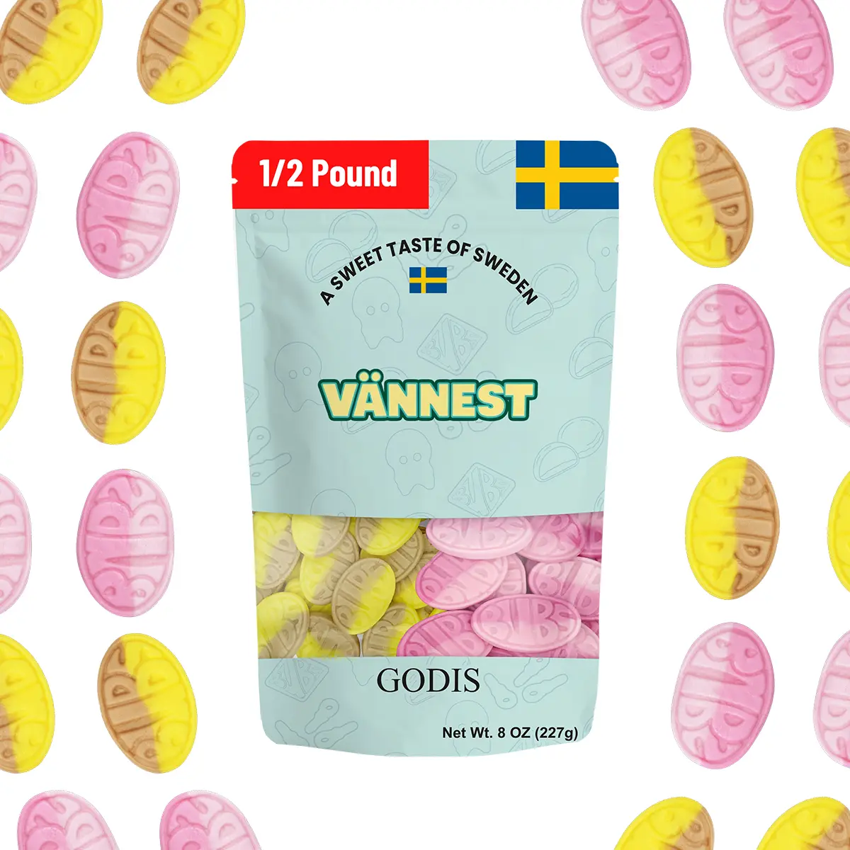 Bubs Swedish Candy - Strawberry Pomegranate & Banana Toffee Foam Ovals - 1/2 LB Vegan BonBon - Sweet, Snack Pomegranate Candies - Versatile & Generous Size