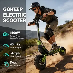 F5 Off-Road Electric Scooter, 1500W Peak Motor, Top Speed 34MPH, 52V 20Ah Battery, 43 Miles Long Range, 11 Inch Fat Tire E-Scooter for Adults summerwins
