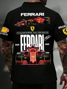Men's Short Sleeve Polo Shirt F1 Racing Full Graphic Print Breathable Comfort Fabric Slim Fit Medium Length Single Piece
