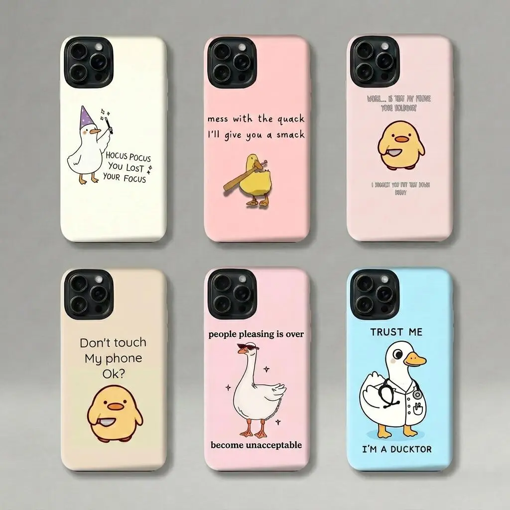 Funny Duck Meme Smartphone Case - Cellphone Accessories for iPhone 17 Air,16 Pro Max,15 Plus,14 Pro,13,12,11 - Cute Goose Designs, "Trust Me I’m a Ducktor" Humor, Trendy Aesthetic Covers for Handheld Devices