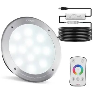VEVOR 120V AC LED Pool Light,  10in 40W, RGBW Color Changing Inground Swimming Pool Spa Light Underwater, with 100 FT Cord Remote Control, Fit for 10 in Large Wet Niches, IP68 & Tested to UL Standards