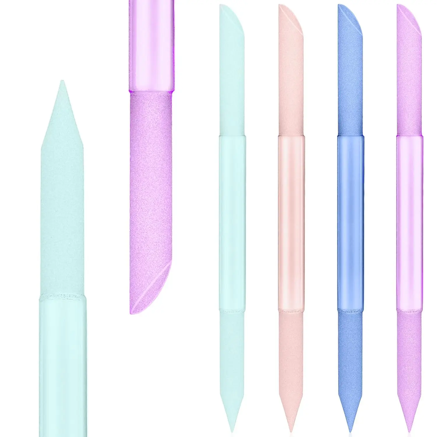 4 Pcs Glass Cuticle Pusher, Dual Ended Manicure Stick, Professional Precision Filing Cuticle Remover, Nail Shaper for Natural Nails and Cuticles Care