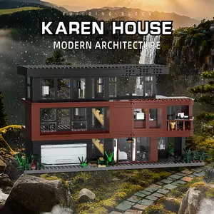 Garage assembly toy building block set, mini street view building block set, modern house model suitable for adults as holiday gifts