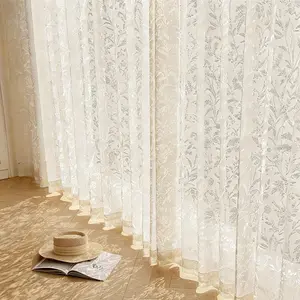 1pc Mirror Sheer Curtain with Floral Pattern, Sunscreen and Thermal Insulation, Ideal Home Decor for Bedroom, Office, Kitchen & Living Room