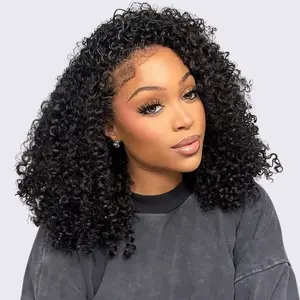 OhMyPretty Wear Go Half Wig 3 IN 1  Water Wave & Kinky Curly & Kinky Straight & Afro Curly Flip Over Wig For Beginner Invisible Hairline